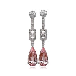 13.09ct Pear Shape Morganite Hanging Earrings - Bocca Earrings 14056 TV