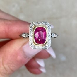 Burmese Cushion Cut Ruby Gemstone Ring 14066 F5