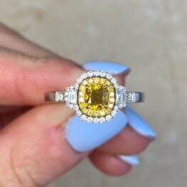 0.48ct Cushion Brown Yellow Diamond Center Engagement Ring 14104 F5