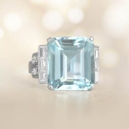 Aquamarine and Diamond Accent Ring Sedgewick Ring Top View Artistic