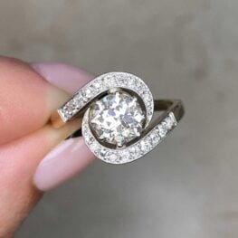Swirl Motif Halo Diamond Engagement Ring 14130 F5