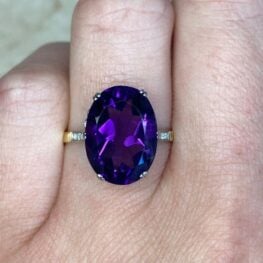 Prong Set 5.29ct Natural Oval Cut Amethyst Center Stone Ring 14136 F2