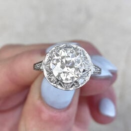 Old European Cut Diamond And Platinum Mounting Art Deco Era Ring 14167 F5
