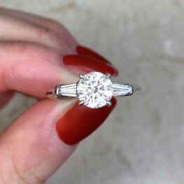 Prong Set 1.29ct Round Brilliant Cut Diamond Center Stone Solitaire Engagement Ring 14185-F5