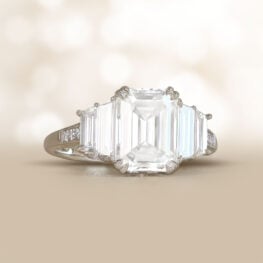 Emerald Cut Diamond Platinum Engagement Ring -14206