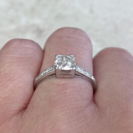 Platinum Box Prong Art Deco Era 0.75ct Diamond Engagement Ring 14215-F3