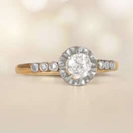 Antique Prong-Set Halo Engagement Ring Jersey Ring 14217