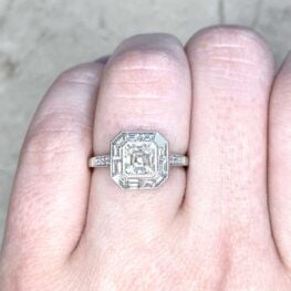 GIA Certified Asscher Cut Diamond Halo Engagement Ring 14224 F2