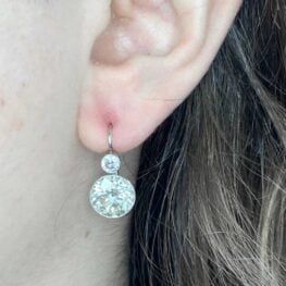 6.66ct Total Diamond Weight Drop Earrings Worn 14246-Worn