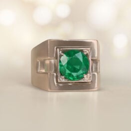 Vintage French Emerald Ring in 18k White Gold Woodhaven Ring 14253