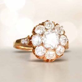 18k Gold Victorian Diamond Cluster Engagement Ring Lafayette Ring 14255