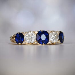 Sapphire and Diamond Five Stone Ring Westover Ring Top View Artistic 14266