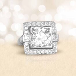 Antique Deco 3-carat Diamond Halo Engagement Gold Ring Lafayette Ring 14273