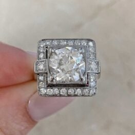 Antique 3.07 carat old European cut diamond halo engagement ring 14273