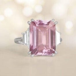 9.00 carat Natural Kunzite Gemstone and Platinum Ring Burbury Ring 14285