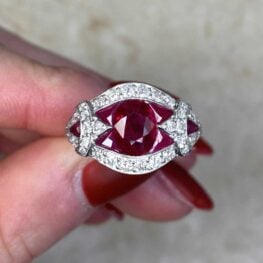 Ruby And Diamond Geometric Cocktail Gemstone Ring 14334-F5