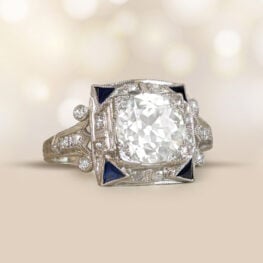 14339 Art Deco Diamond and Sapphire Ring Rovigo Ring Artistic