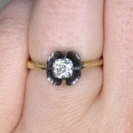 Victorian Era Old Mine Cut Diamond Ring 14351 F2
