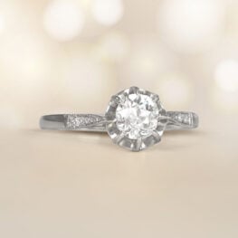 0.40 carat Old Mine Cut Diamond Engagement Ring Califon Ring 14368
