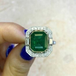 Emerald and Diamond Halo Cocktail Ring 14402 F5