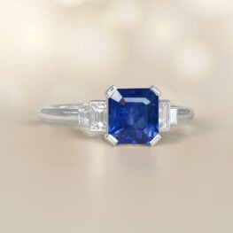 A Geometric Engagement Ring Featuring an Emerald Cut Sapphire Morristown Ring 14467