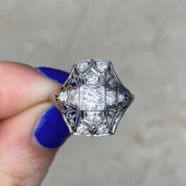 Old European Cut Diamond Elongated Ring 14509 F5