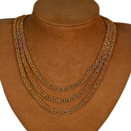 18k Yellow Gold vintage Long Chain Tiffin Necklace Top View