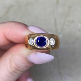 Vintage Sapphire and Diamond Gypsy Ring 14519 F5