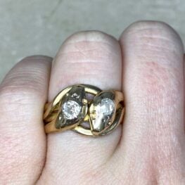 18k Yellow Gold Diamond Snake Ring