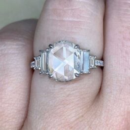 clearwater engagement ring centering a GIA certified 2.00 ct diamond oval rose cut