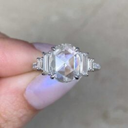 clearwater engagement ring accented by baguette and round cut diamonds on the shoulders