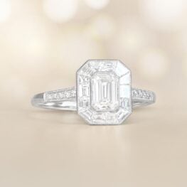 GIA-Certified Geometric Emerald Cut Diamond Ring Eastgate Ring 14581