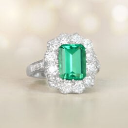 1.87 carat Green Columbian Emerald Diamond Ring Cedarmere Ring 14620