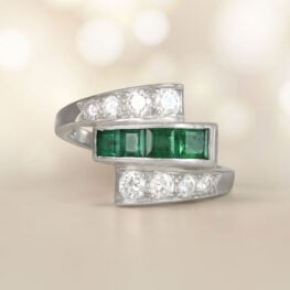 A Geometric Emerald and Diamond Ring Dalton Ring 14638