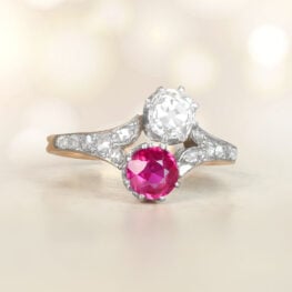 Antique Two-Stone Diamond and Ruby Ring Belvedere Ring 14646