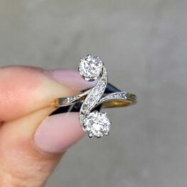 Rose Cut and Single Diamond Swirl Ring 14653 F5