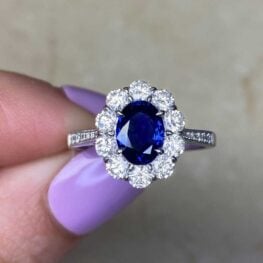 Oval Sapphire and Diamond Halo Ring - Fairmonte Ring 14673 F5