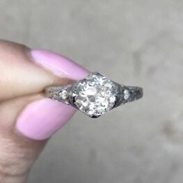 Platinum Open Work and Filigree Diamond Ring 14678 F5