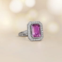geometric gemstone ring with a lively emerald cut natural kunzite 14685 Artistic Picture
