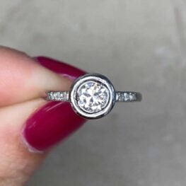 French Diamond Platinum Halo Engagement Ring 14712 F5