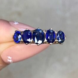 wedding band from 1860 featuring oval sapphires