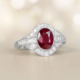 1.65 Carat Gemstone Oval Cut Bezel Set Ruby Ring Aster Ring 14743