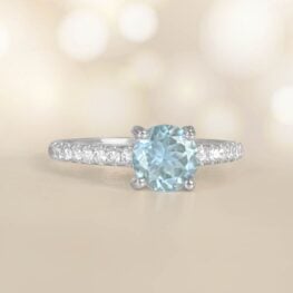 18k White Gold Aquamarine and Diamond Ring Summerset Ring 14767