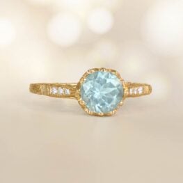 Round Cut Crown-Style Natural Aquamarine Ring Seaford Ring 14770