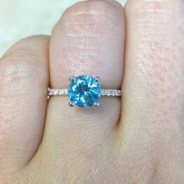 Center Aquamarine and Diamond Shoulders Gemstone Ring 14772 F2