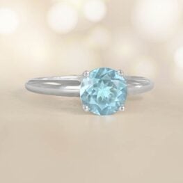 1.14 Carat Round Cut Aquamarine Gemstone Ring Springfield Ring 14773