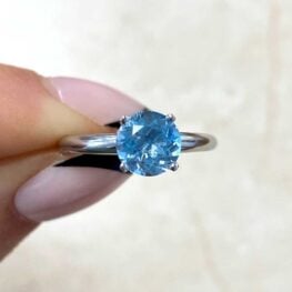 Platinum Prong Set Gemstone Aquamarine Ring 14773 F5