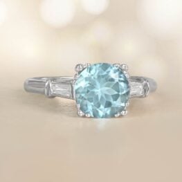 1.68 carat Round Aquamarine Diamond Engagement Ring Mohegan Ring 14774