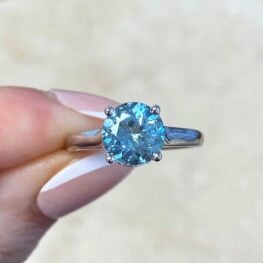 lansing engagement ring with a 1.62 carat round aquamarine on a white gold band