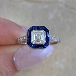 Asscher cut diamond halo engagement ring Montgomery Ring 14821-F5